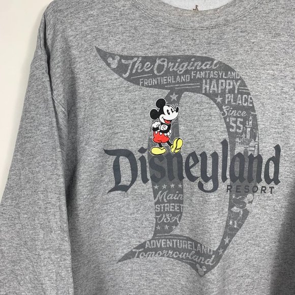 Disneyland Retro Sweatshirt Mens Size S Grey Mickey Mouse Cotton-Blend - Picture 2 of 7